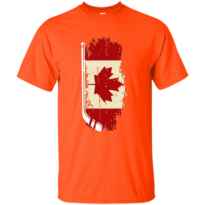 Canada Hockey Funny T-Shirt Canada Hockey Flag T-shirt Orange