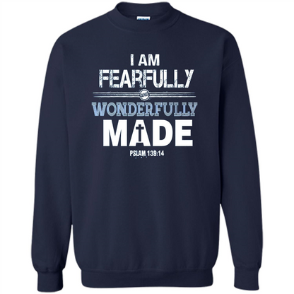 Christian T-shirt I Am Fearfully And Wonderfully Made Navy