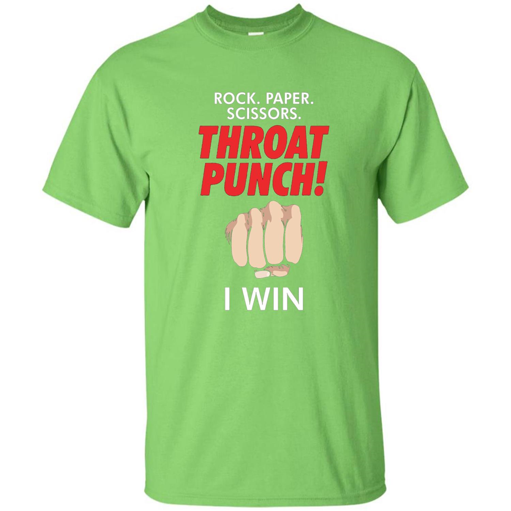 Rock Paper Scissors Throat Punch Funny I Win T-shirt Lime