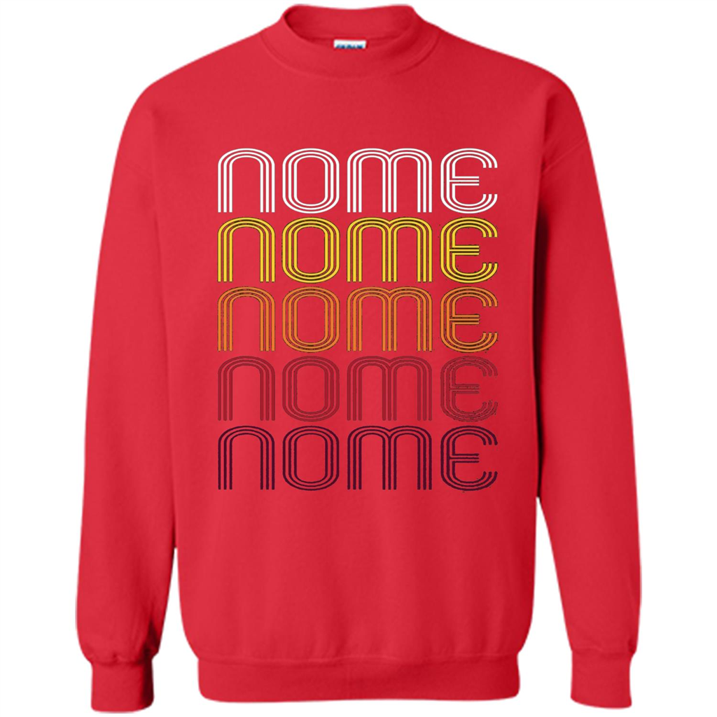 Nome, Vintage Style Alaska T-shirt Red