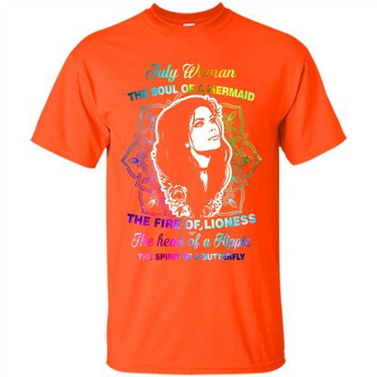 July Woman T-shirt The Heart Of A Hippie Orange