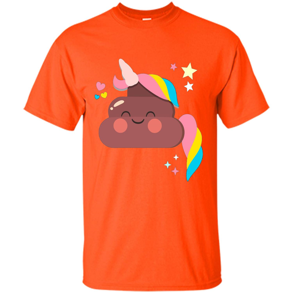 Emoji Happy Unicorn Poop Funny T-shirt Orange