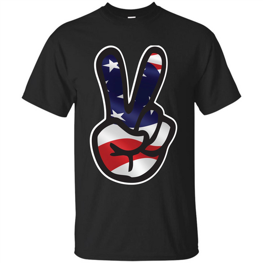 Amreican Flag Peace Guy T-shirt Black