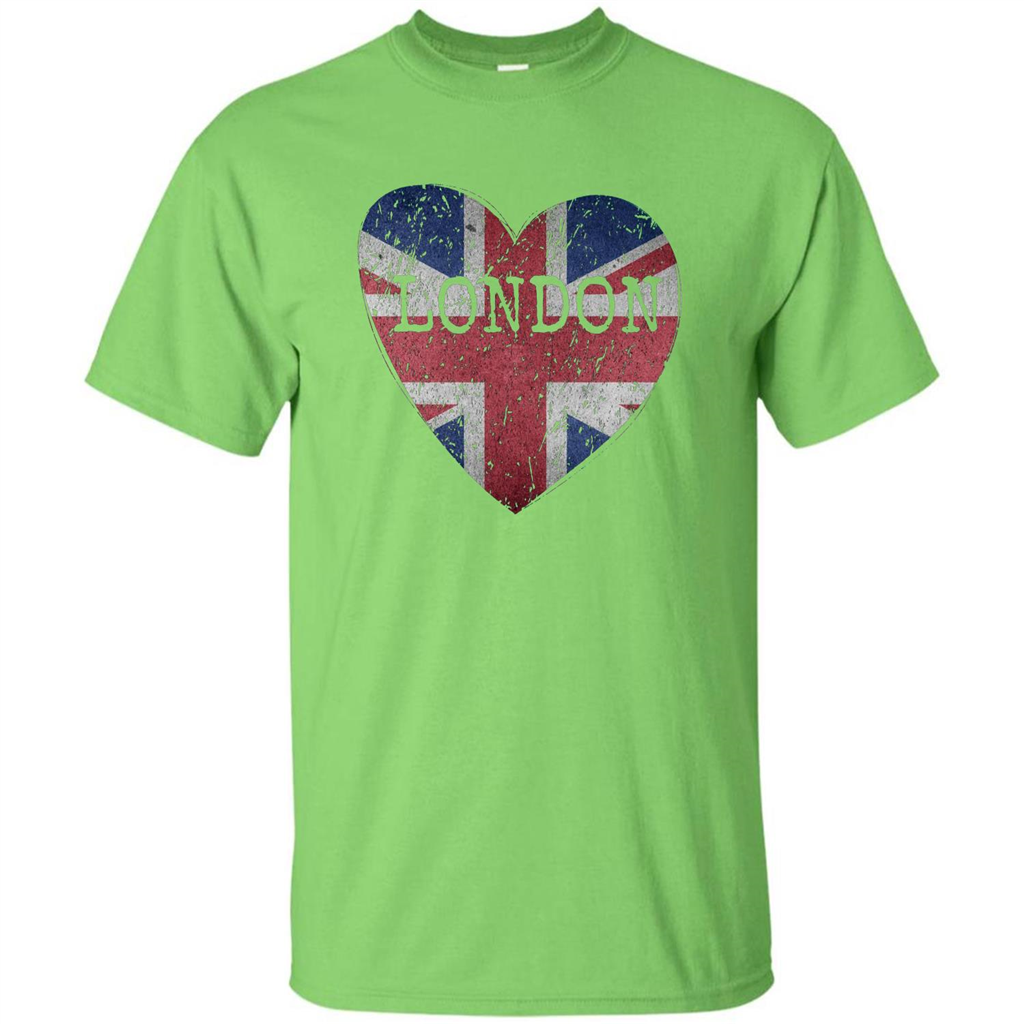 London Flag UK Heart T-shirt Lime