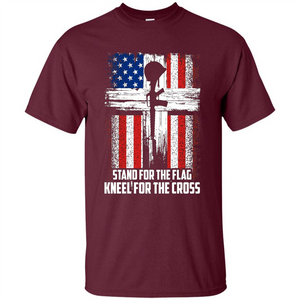 Military T-shirt Stand For The Flag Kneel For The Cross T-Shirt