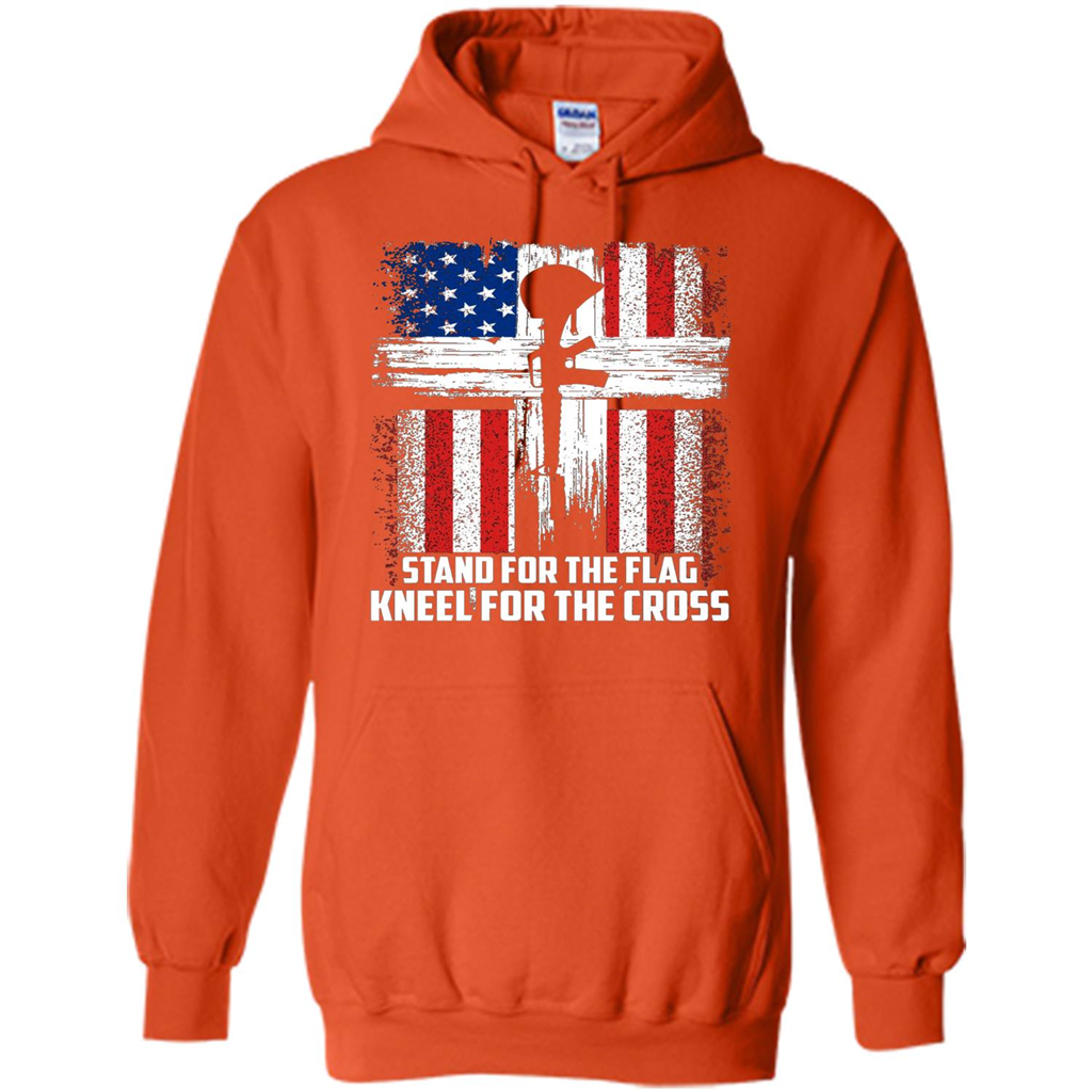 Military T-shirt Stand For The Flag Kneel For The Cross T-Shirt Orange