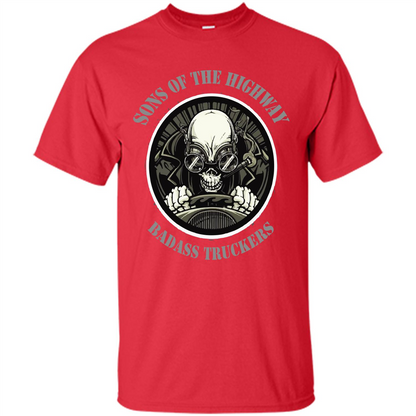 Trucker T-shirt Sons Of The Highway Badass Truckers T-shirt Red