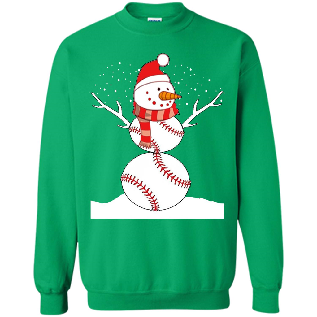 Cute Baseball Snowman Christmas T-Shirt Irish Green
