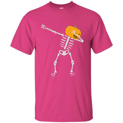 Dabbing Skeleton T-shirt Pumpkin Funny Halloween T-shirt Heliconia