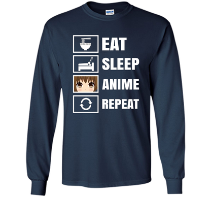 Eat Sleep Anime Repeart T-Shirt Funny Anime Geek cool shirt