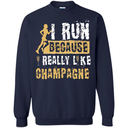 Champagne T-shirt I Run Because I Really Like Champagne Navy