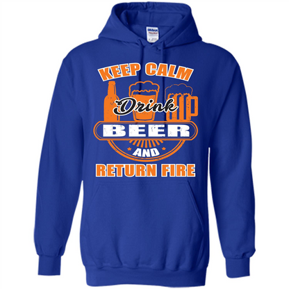 Beer T-shirt Keep Calm Drink Beer And Return Fire Royal