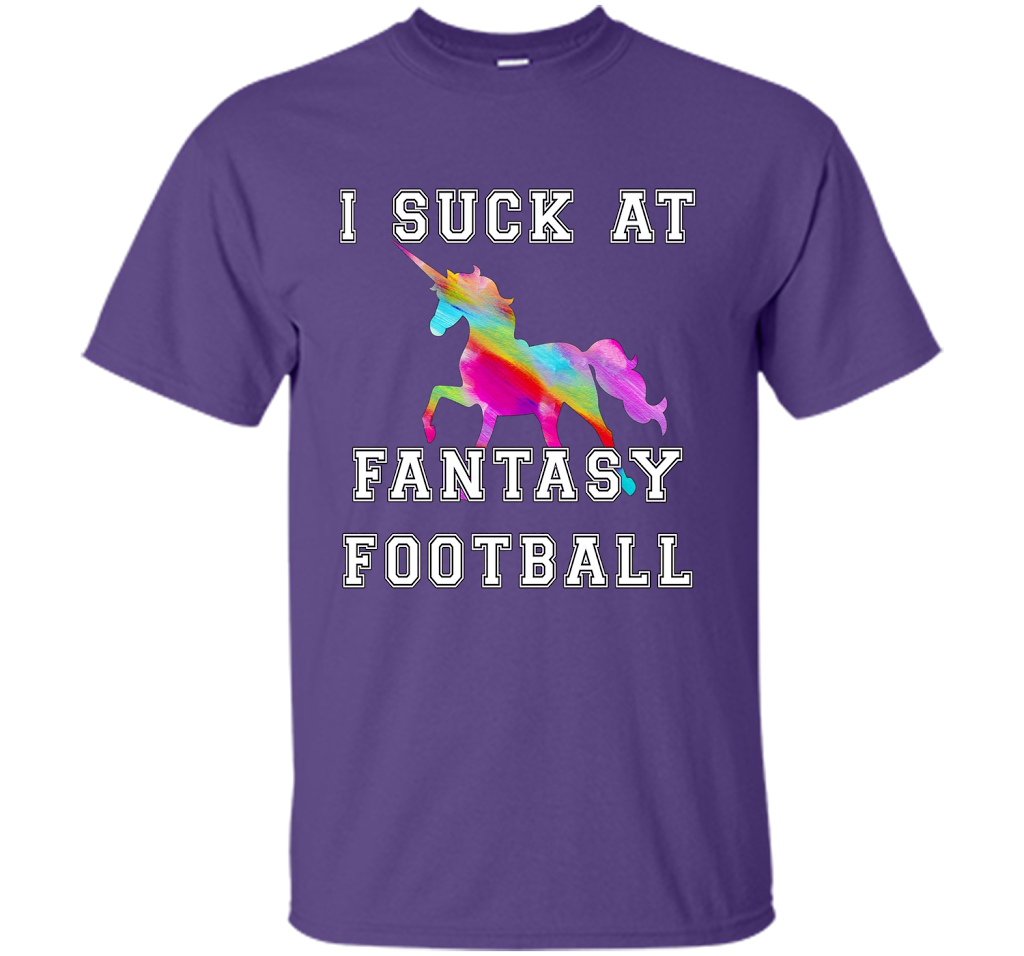 I Suck At Fantasy Football T-Shirt Funny Draft Party Unicorn shirt Purple