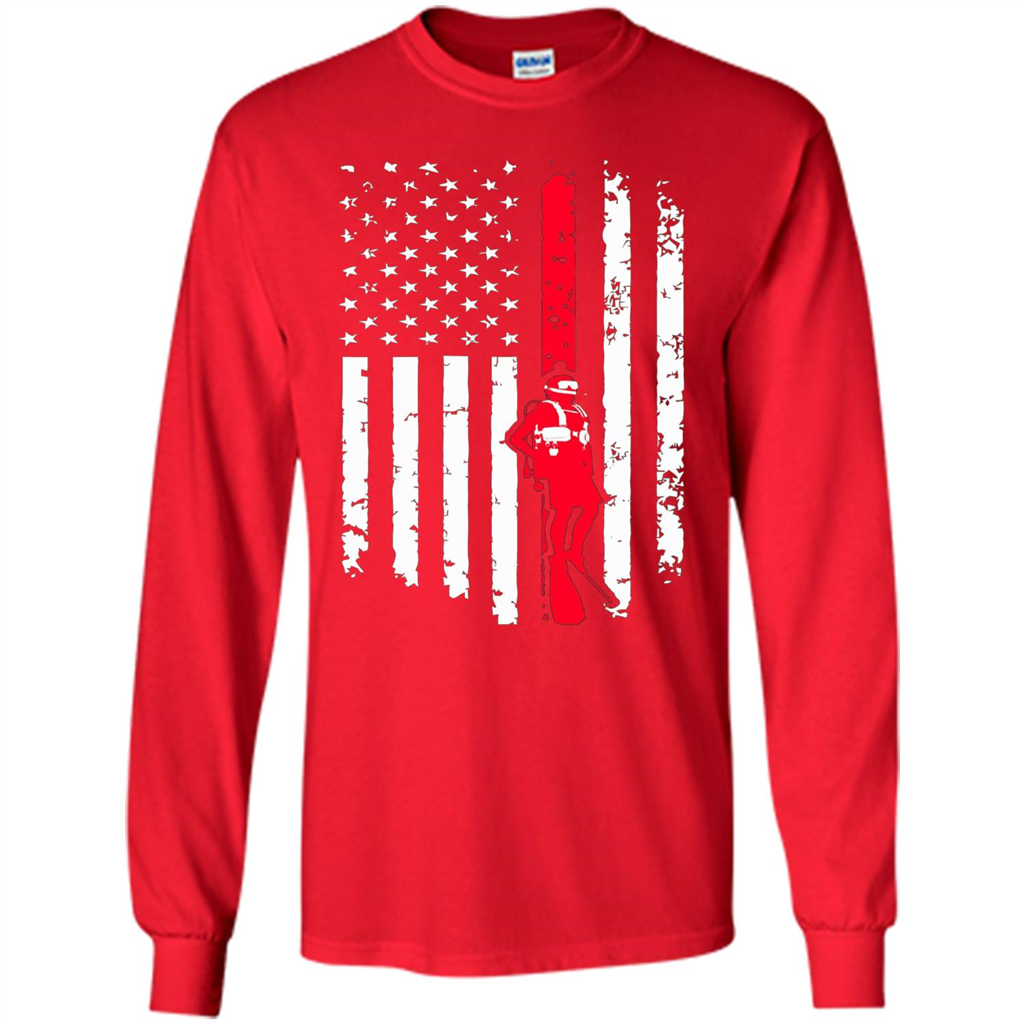 The American Flag Scuba Diving T-shirt Red