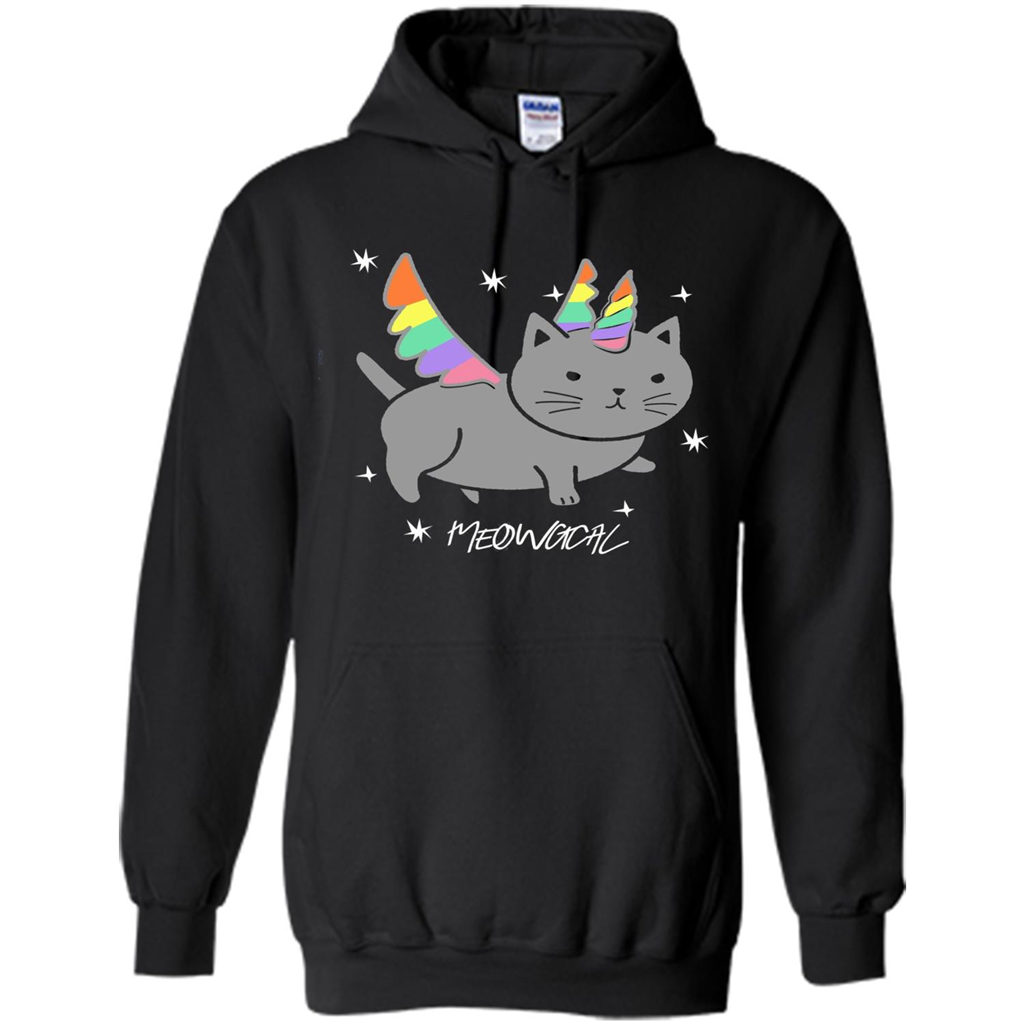 Funny Meowgical Cat Unicorn T-shirt For Cat Lover Black