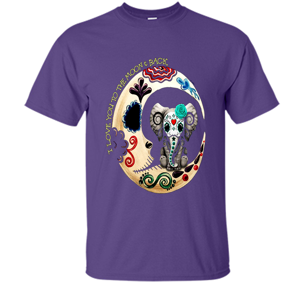 Elephant I Love You To The Moon Back T-shirt Purple