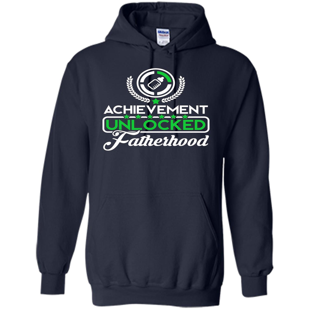 First Father's Day T-shirt Achievement Unlocked Fatherhood Navy