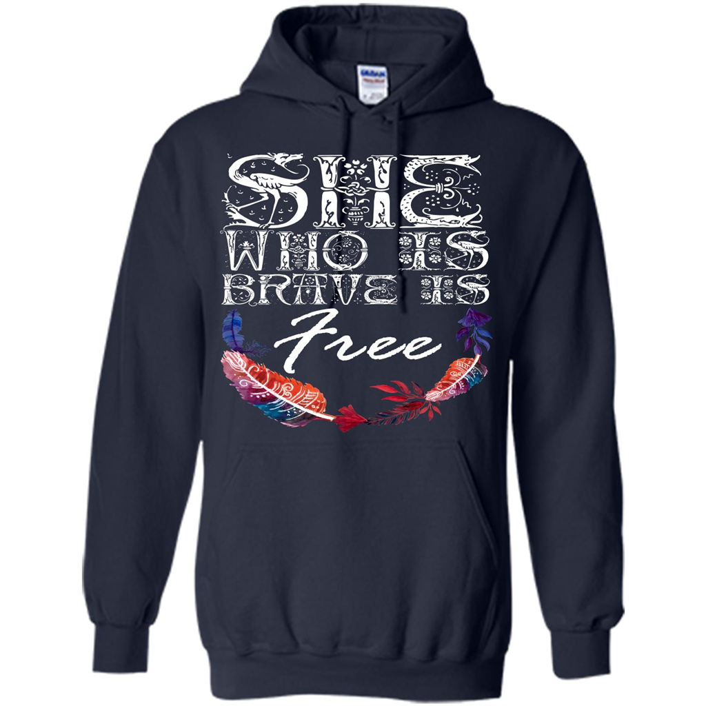She Is Brave Is Free T-shirt Navy