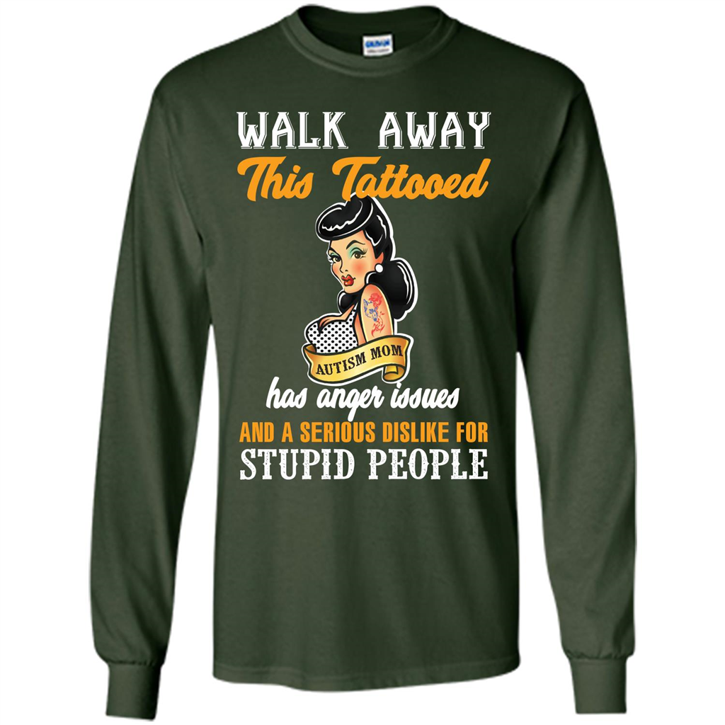 Autism Awareness T-shirt Walk Away This Tattooed Forest Green