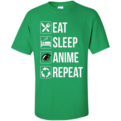 Funny Eat Sleep Anime Repeat T-shirt