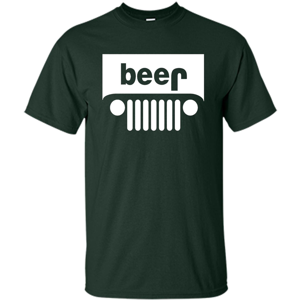 Funny Drinking T-shirt Adult Beer Jeep Forest Green