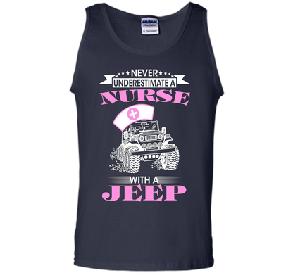 Never Underestimate A Nurse With A Jeep Funny Saying T-shirt Navy