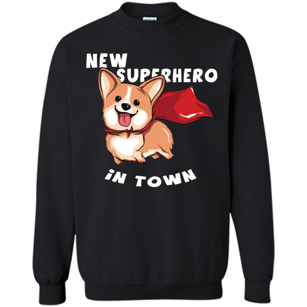 Corgi Doggy T-Shirt New Superhero In Town T-shirt Black