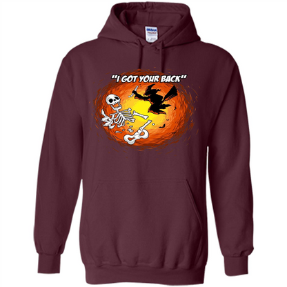 Funny Witch Skeleton Halloween 2017 I Got Your Back T-shirt Maroon