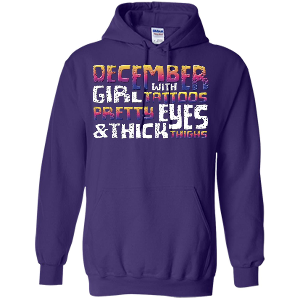 December Girl T-shirt With Tattoos Pretty Eyes and Thick Thighs Purple
