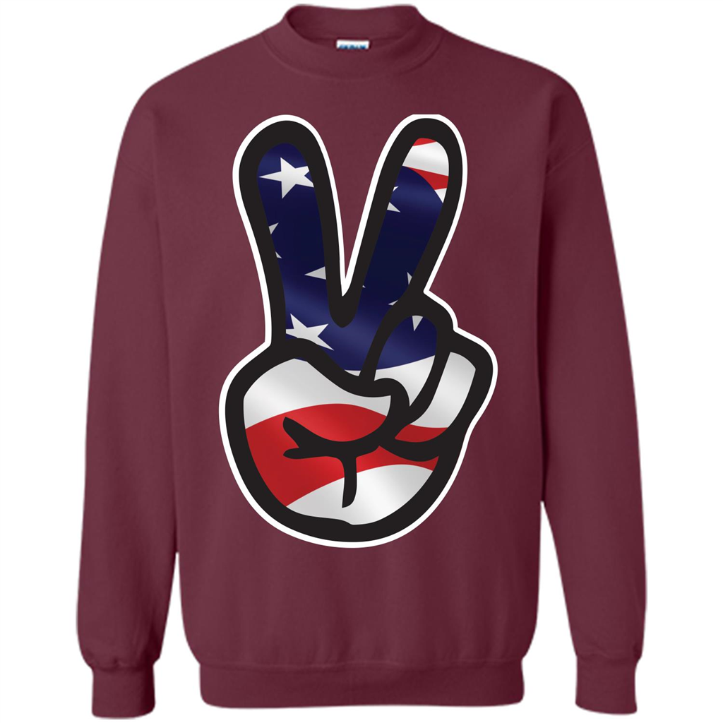 Amreican Flag Peace Guy T-shirt Maroon