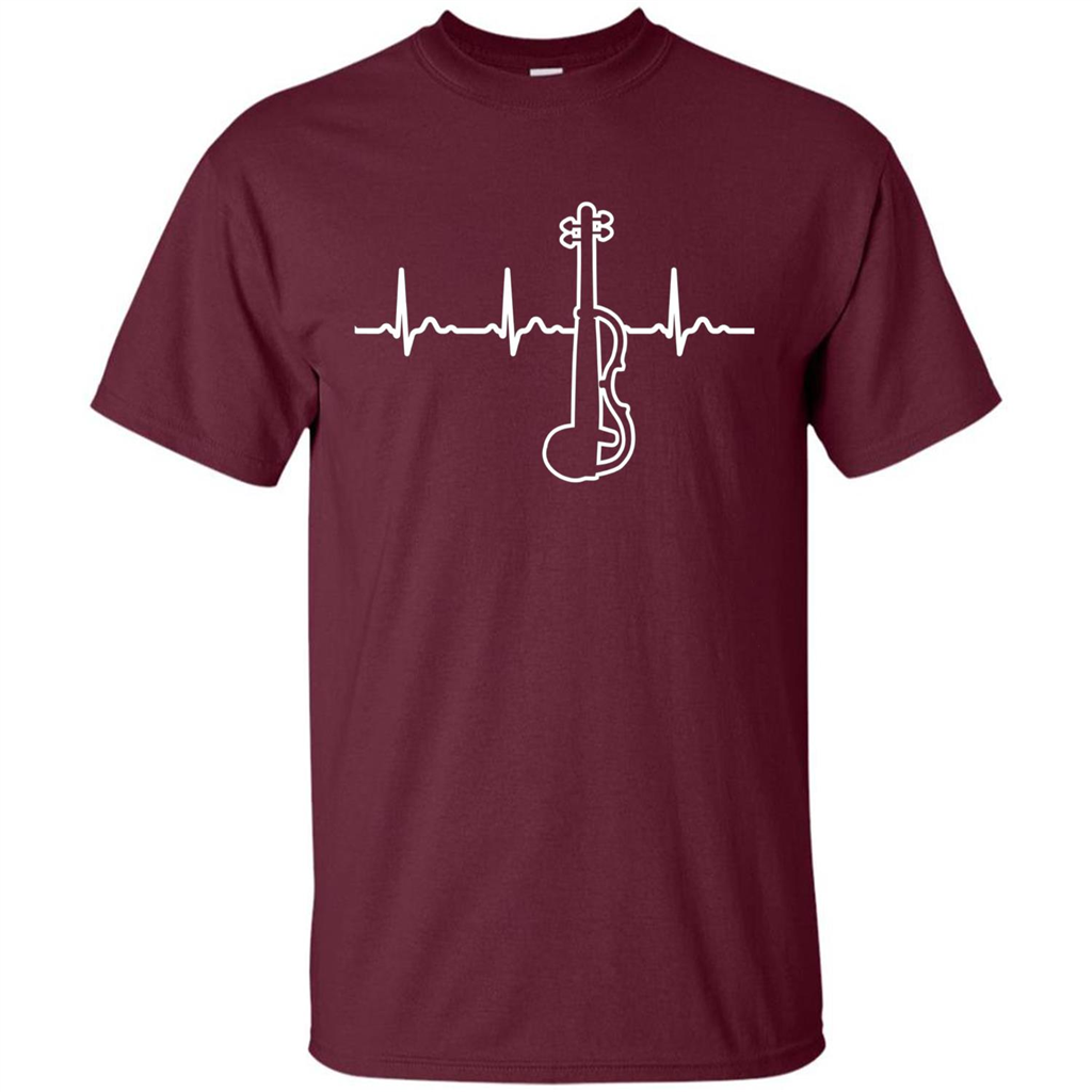 Electric Violin Heartbeat T-Shirt Special Instrument T-shirt Maroon