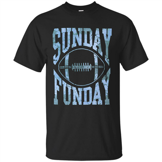 Football T-shirt Sunday Funday Football SeasonT-Shirt Black