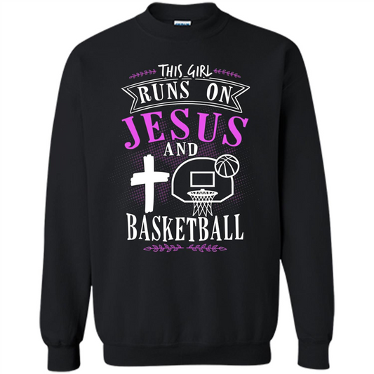Basketball T-shirt This Girl Runs On Jesus And Basketball T-shirt Black
