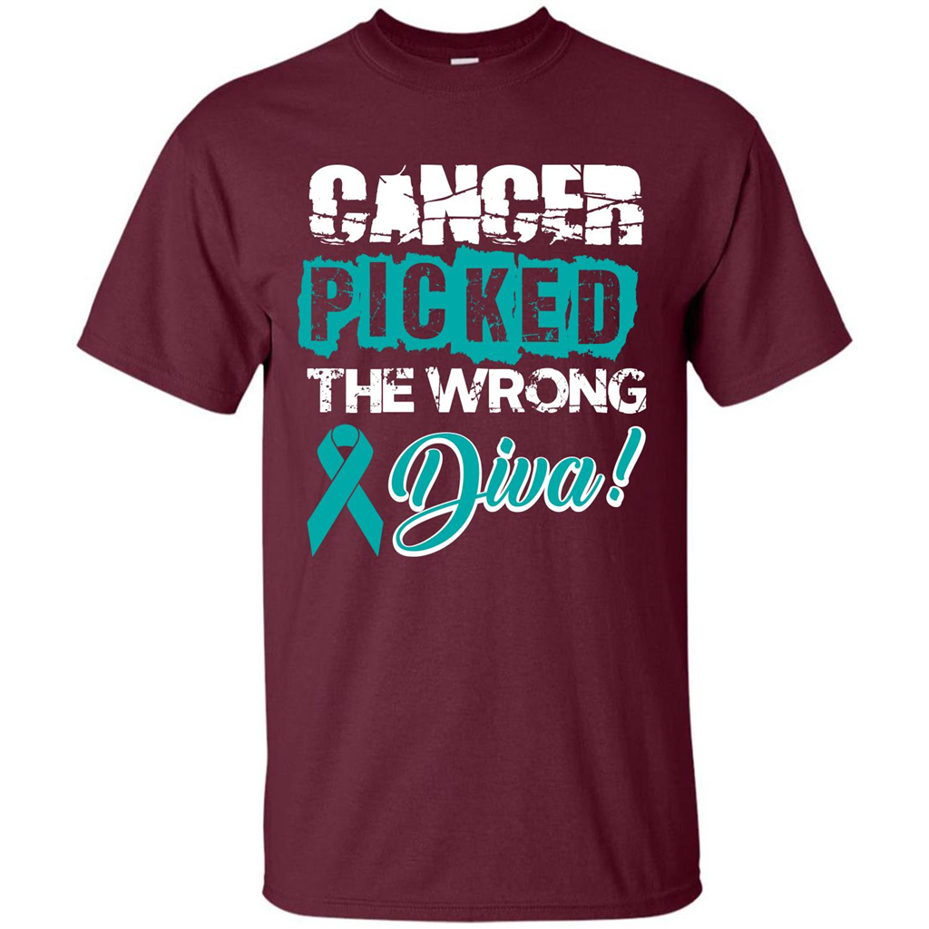 Cancer Awareness T-shirt Cancer Picked The Wrong Diva T-shirt Maroon