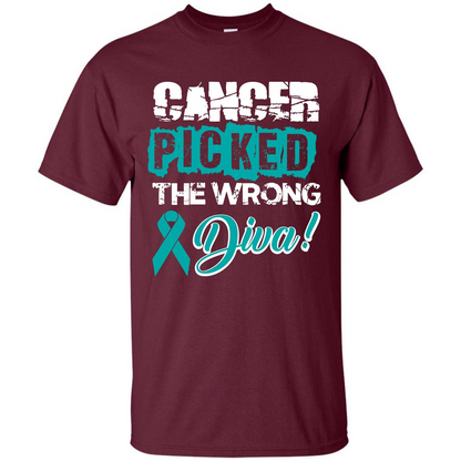 Cancer Awareness T-shirt Cancer Picked The Wrong Diva T-shirt Maroon