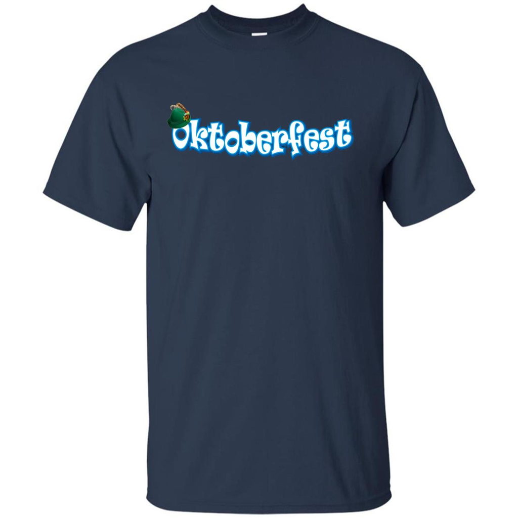 Oktoberfest Tyrolean Hat German T-Shirt Navy