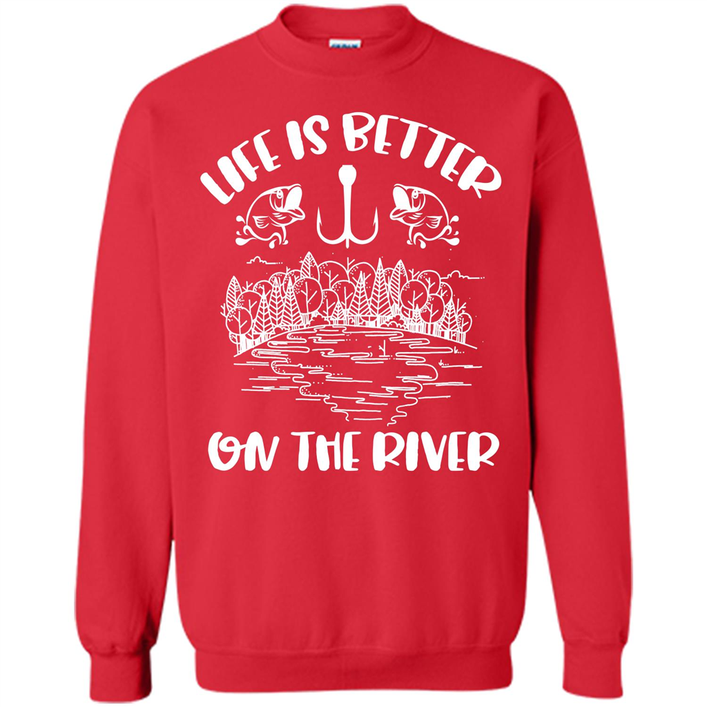Fishing Fisherman T-shirt Life Is Better On The River Tshirt Red