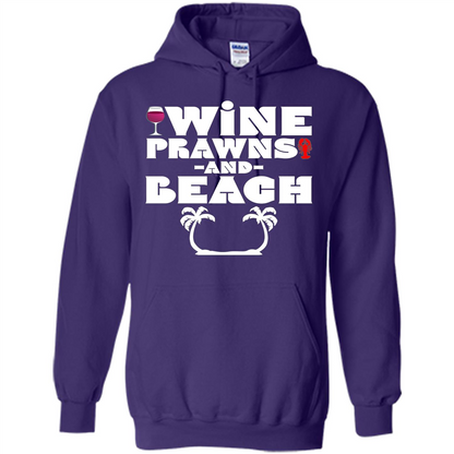 Wine Summer Time With Beach And Prawns T-Shirt Purple