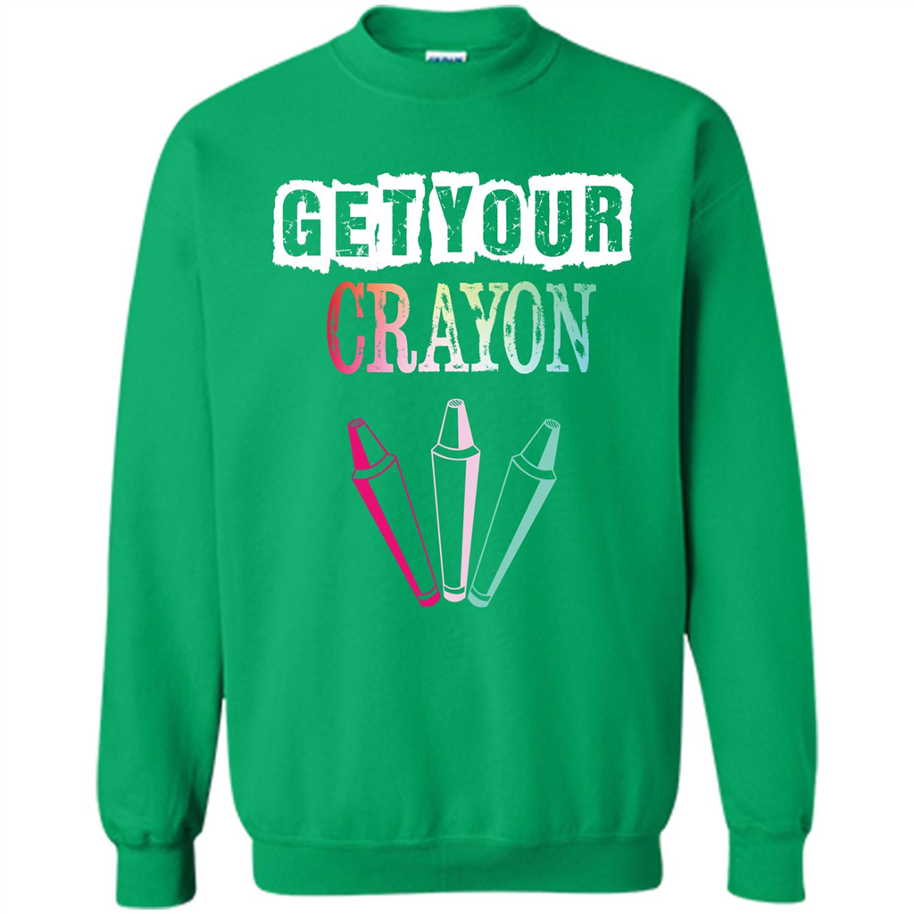 Teacher Lover T-shirt Get Your Crayon Irish Green