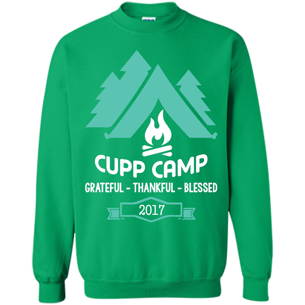 Camping T-shirt Cupp Camp Grateful - Thankful - Blessed 2017 Irish Green