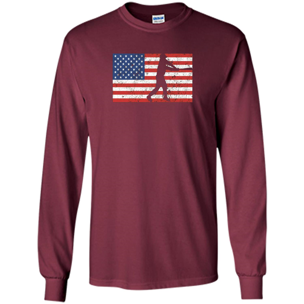 Funny Baseball Player American Flag T-shirt Maroon