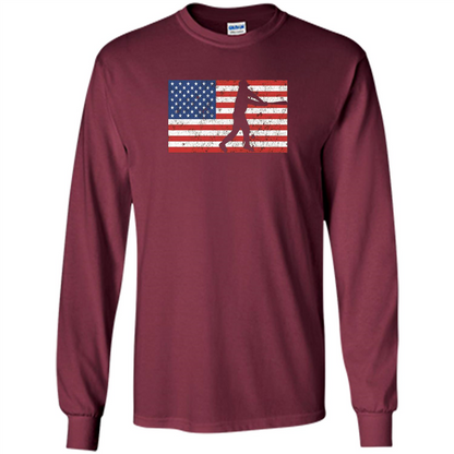 Funny Baseball Player American Flag T-shirt Maroon