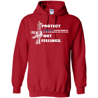 Military T-shirt Protect Freedoms Not Feelings Red