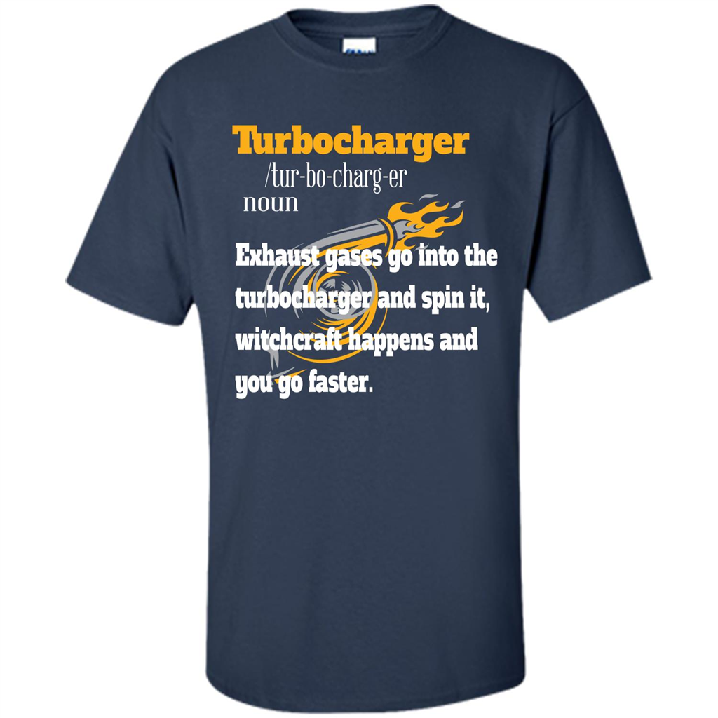 Car Lover T-shirt Turbocharger Exhaust Gases Go Into The Turbocharger Navy