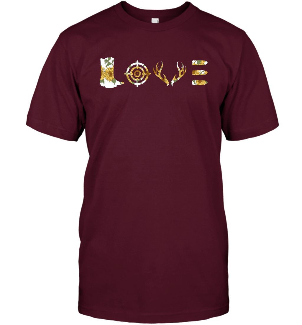 Hunting Girls Sunflower Shirt T-Shirt T-Shirt Maroon
