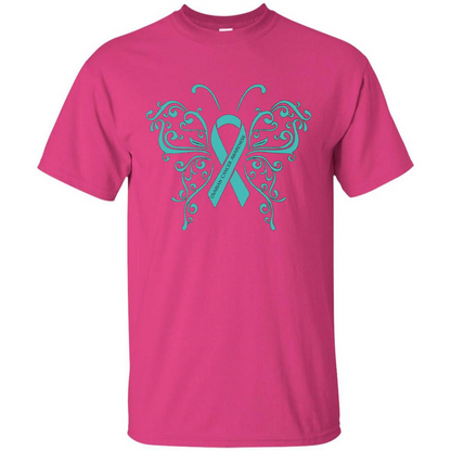 Ovarian Cancer Awareness Butterfly T-Shirt Heliconia
