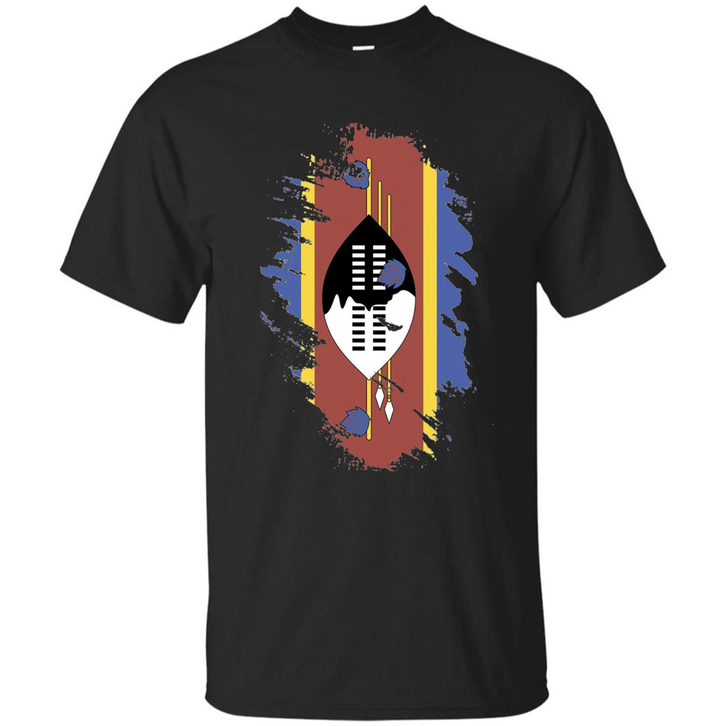 Flag of Swaziland T-shirt National Swaziland T-shirt Black