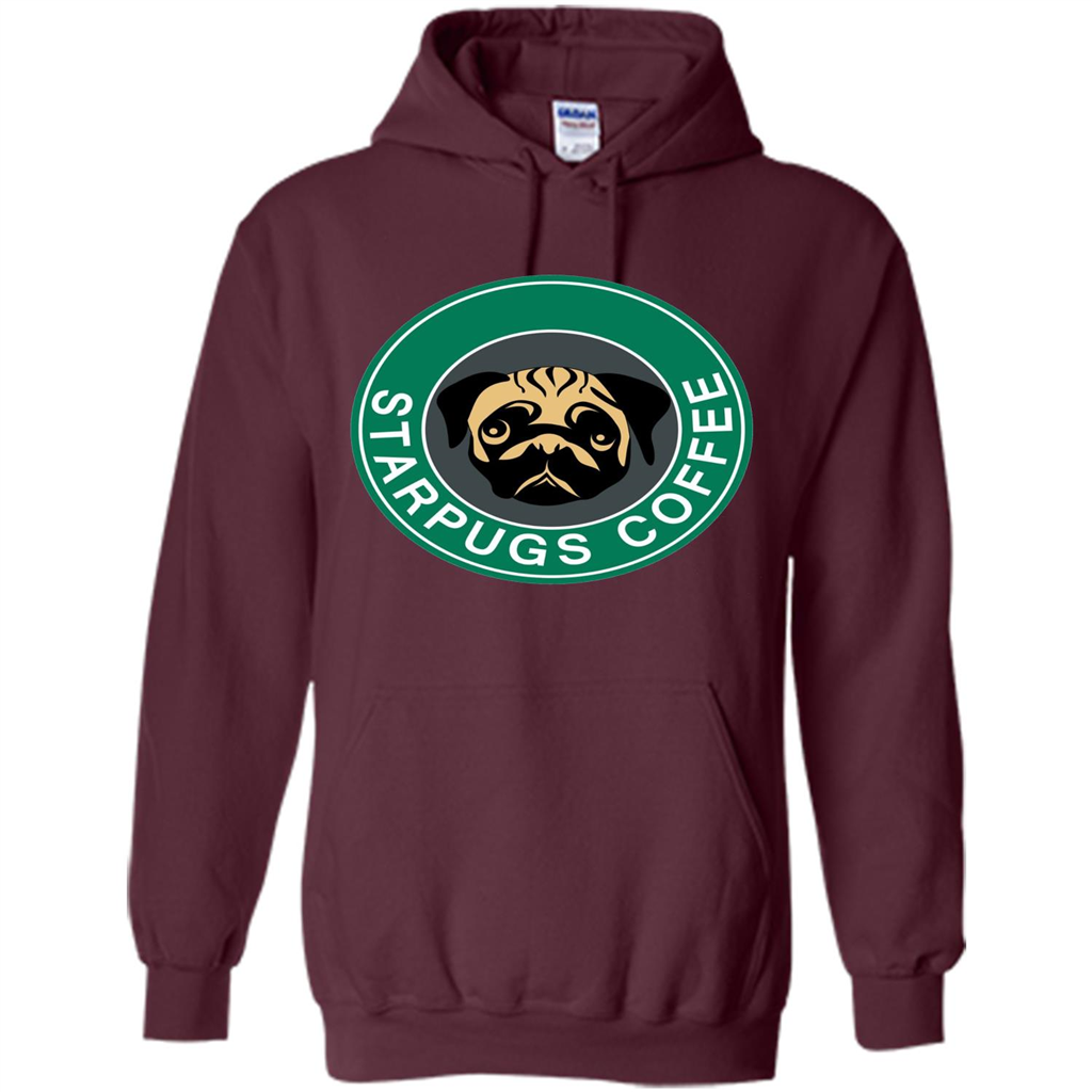 Starpugs Coffee T-shirt Pug Dog Lover T-shirt Maroon