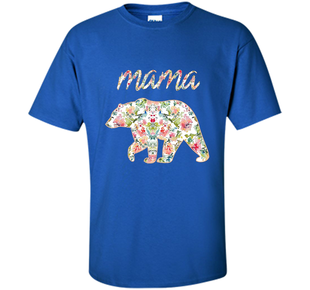 Mama Bear Floral Tee, Mom Graphic T-Shirt, Matching Family shirt Royal