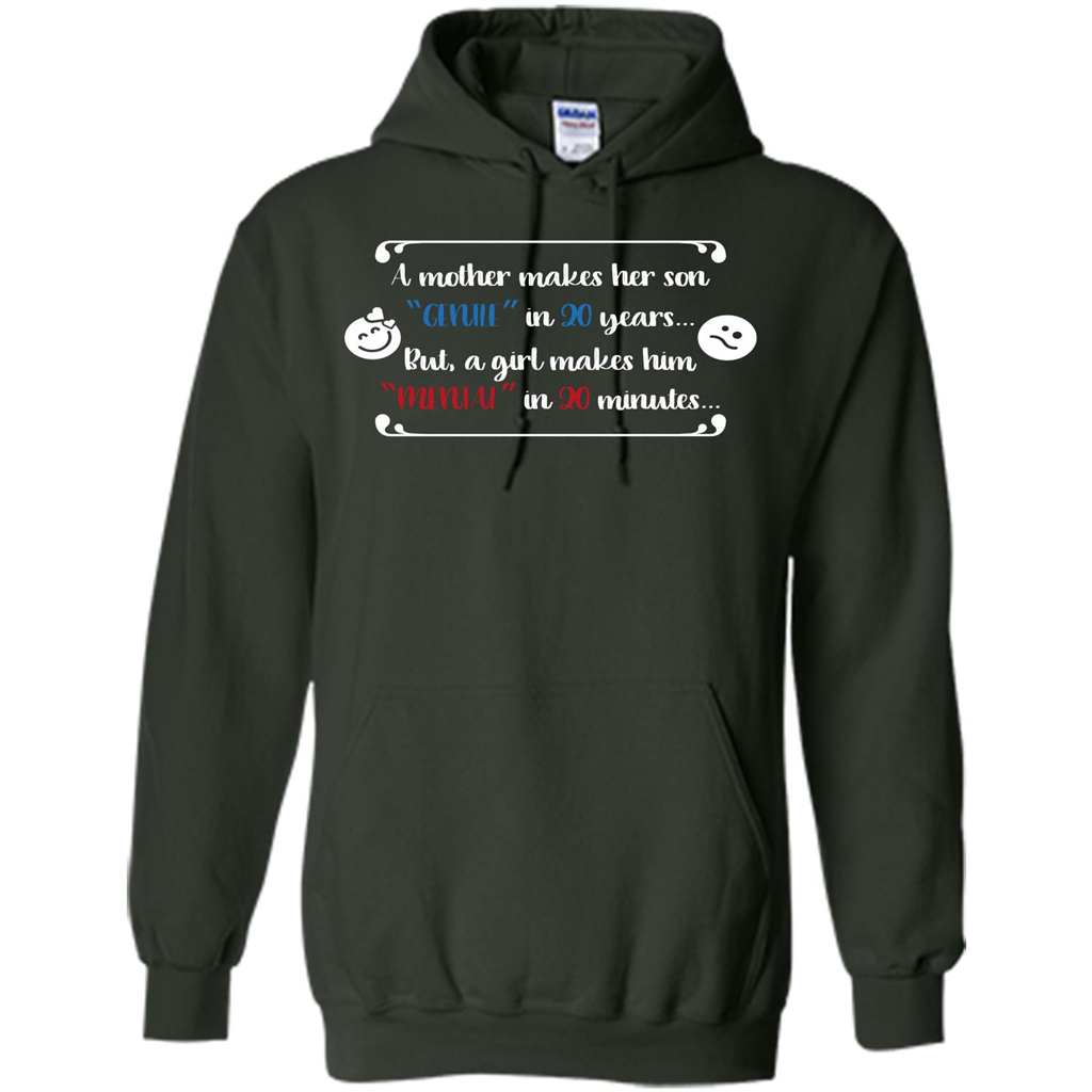 Funny T-shirt A Girl Makes Him Mental In 20 Minuutes Forest Green